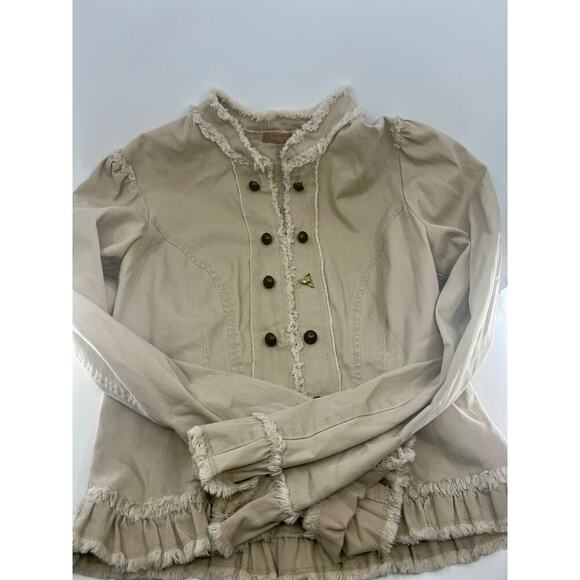 Cream Twenty One Button Up Light Weight Cotton Jacket Sz Large - Picture 2 of 3